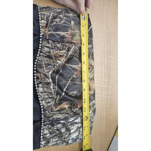 Camo Strapless Dress Womens Medium Black Rhinestone Trim Formal Prom Party Gown - Picture 9 of 10